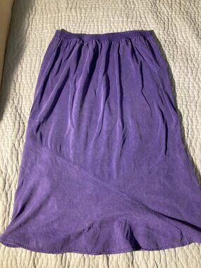 vintage Tianello purple tencel biased cut elastic waist skirt size XL